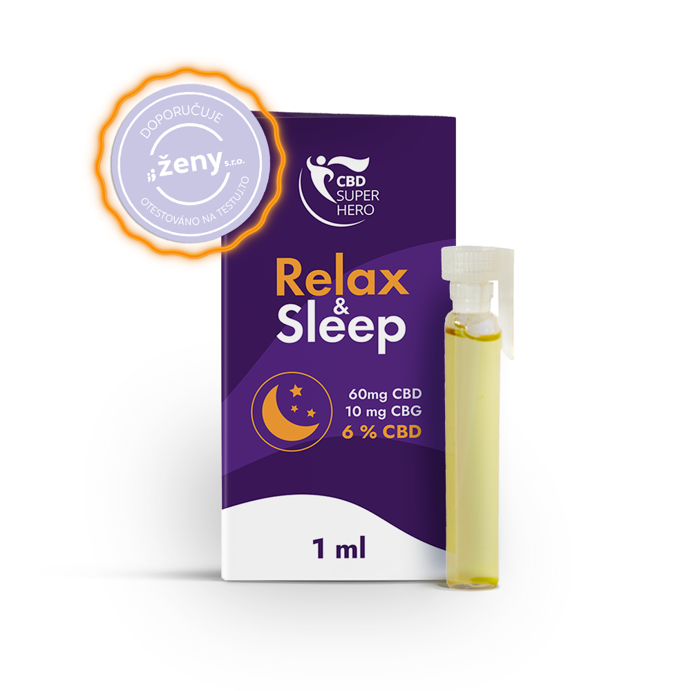 Relax & Sleep vzorek 6% CBD/CBG olej full spectrum, 60 mg CBD, 1 ml
